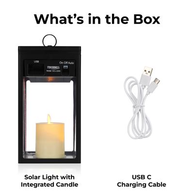 Image showing 7 th Techko Solar Modern Candle Lantern - Large with Hanging Hook