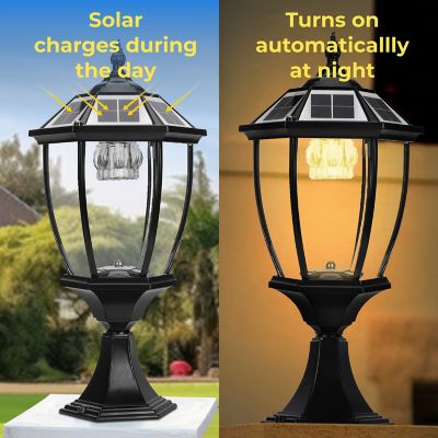 Image showing  Solar Vintage Pillar Light with Remote