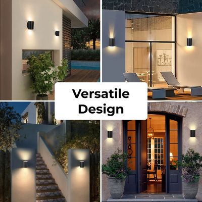 Image showing 5 th Techko Outdoor Solar Wall Light Cylinder Aluminum Metal Black Sconce, Modern Light Fixture