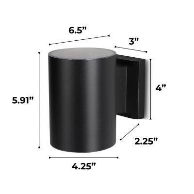 Image showing 6 th Techko Outdoor Solar Wall Light Cylinder Aluminum Metal Black Sconce, Modern Light Fixture