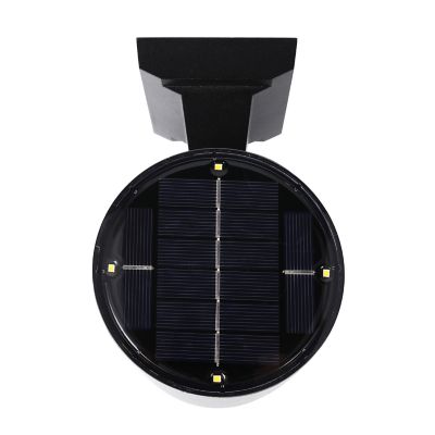 Image showing 9 th Techko Outdoor Solar Wall Light Cylinder Aluminum Metal Black Sconce, Modern Light Fixture