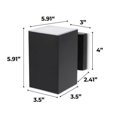 Image showing 6 th Techko Outdoor Solar Wall Light Square Aluminum Metal Black Sconce, Modern Light Fixture