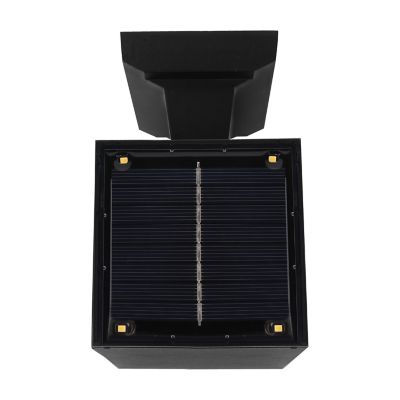 Image showing 9 th Techko Outdoor Solar Wall Light Square Aluminum Metal Black Sconce, Modern Light Fixture