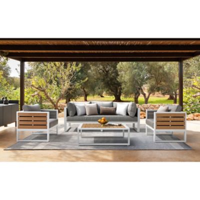 Image showing  Outdoor All-Aluminum Three-Seat Sofa With Cushion And Pillows