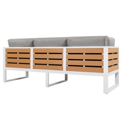 Image showing  Outdoor All-Aluminum Three-Seat Sofa With Cushion And Pillows