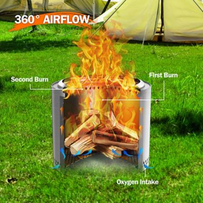 Image showing  19 in. Smokeless Portable Outdoor Firepit, Stainless Steel, Silver