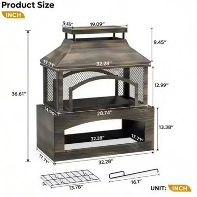 Image showing 6 th Red Mountain Valley 37 in. Outdoor Wood Burning Fireplace