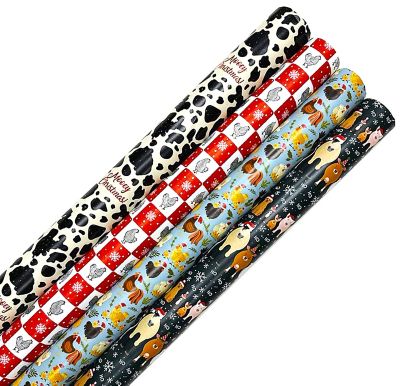 Red Shed Farm Animal Wrapping Paper Rolls, 4-Pack