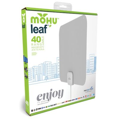 Image showing  Leaf Ultra-Thin Indoor TV Antenna, 40Mi Range, UHF VHF Multi-Directional, 4K/8K UHD, with 12 ft. Cable (Warm Grey)
