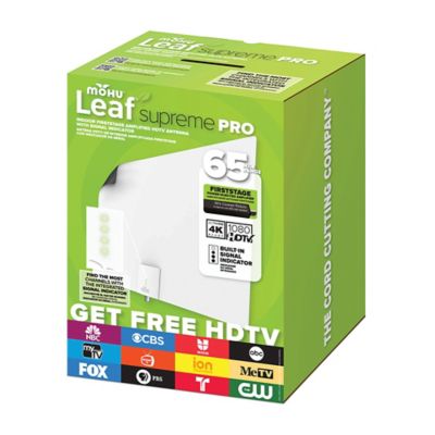 Image showing  Leaf Supreme PRO PaperThin Indoor Antenna, Amplified, 65Mi Range, Multi-Directional with 12 ft. Cable & Signal Indicator