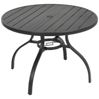 Image showing  41 in. Round Metal Patio Dining Table with Umbrella Hole