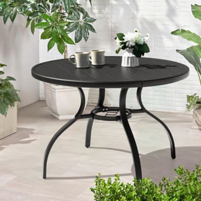 Image showing  41 in. Round Metal Patio Dining Table with Umbrella Hole