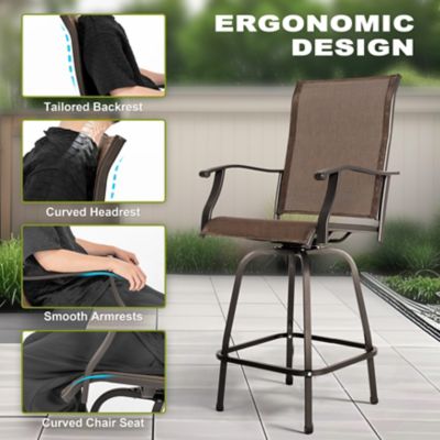 Image showing 9 th Nuu Garden Outdoor Patio Swivel Bar Stools, All-Weather Textilene