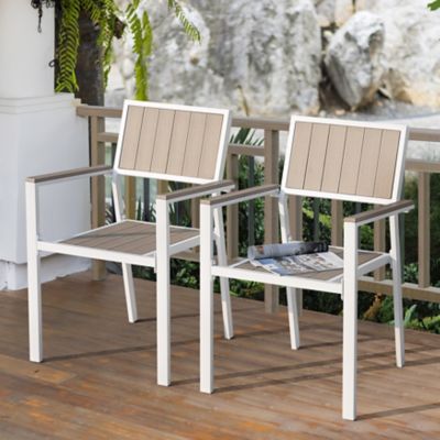 Image showing  2 pc. Outdoor Dining Chairs Patio Stackable Chairs
