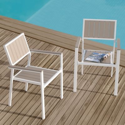 Image showing  2 pc. Outdoor Dining Chairs Patio Stackable Chairs