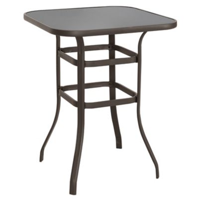 Image showing  Outdoor Square Bar Table With Tempered Glass Tabletop