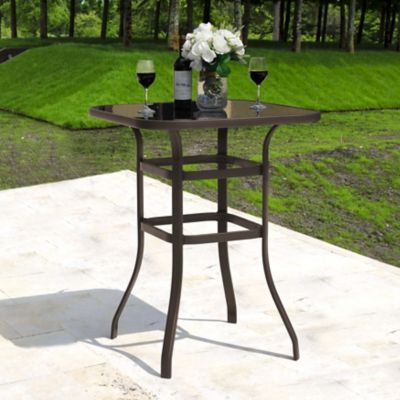 Image showing  Outdoor Square Bar Table With Tempered Glass Tabletop