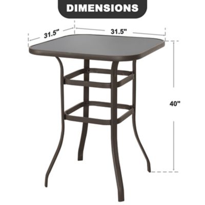 Image showing 5 th Nuu Garden Outdoor Square Bar Table With Tempered Glass Tabletop