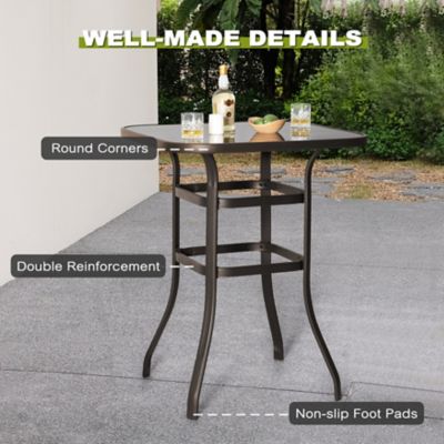 Image showing 6 th Nuu Garden Outdoor Square Bar Table With Tempered Glass Tabletop