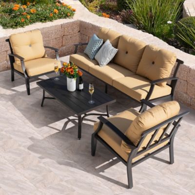 Image showing  4 pc. Patio Conversation Set With Cushions, Aluminum Frame, Ginger
