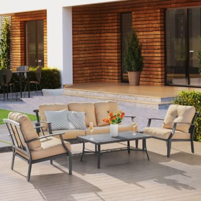 Image showing  4 pc. Patio Conversation Set With Cushions, Aluminum Frame, Ginger
