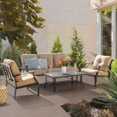 Image showing  4 pc. Patio Conversation Set With Cushions, Aluminum Frame, Ginger