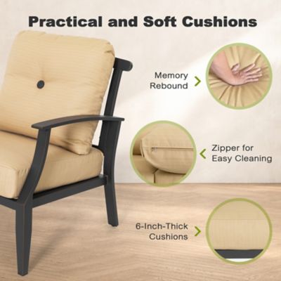 Image showing 7 th Nuu Garden 4 pc. Patio Conversation Set With Cushions, Aluminum Frame, Ginger