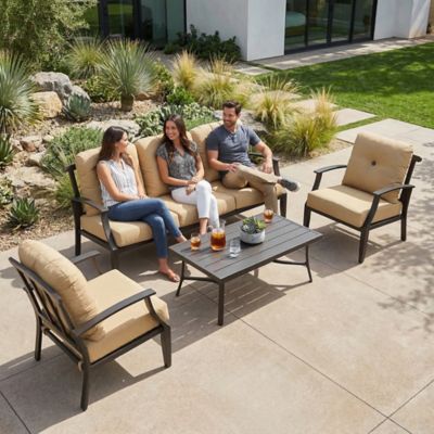 Image showing 9 th Nuu Garden 4 pc. Patio Conversation Set With Cushions, Aluminum Frame, Ginger