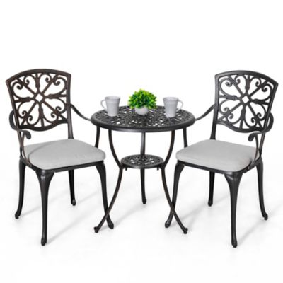 Image showing  Outdoor 3 pc. Bistro Set With Umbrella Hole And Cushions