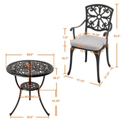 Image showing 5 th Nuu Garden Outdoor 3 pc. Bistro Set With Umbrella Hole And Cushions