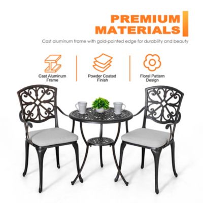 Image showing 6 th Nuu Garden Outdoor 3 pc. Bistro Set With Umbrella Hole And Cushions