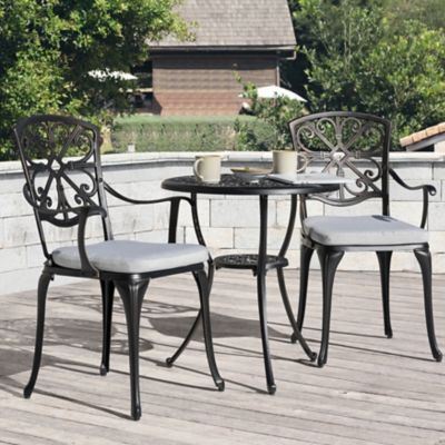 Image showing 9 th Nuu Garden Outdoor 3 pc. Bistro Set With Umbrella Hole And Cushions