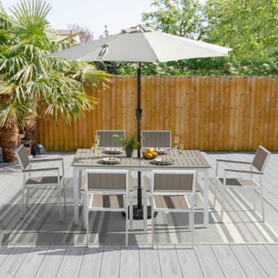Image showing  Patio 7 pc. Iron Dinging Set With Plastic Wood Chair