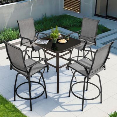Image showing  Patio 5 pc. Textilene Bar Set With Swivel Design