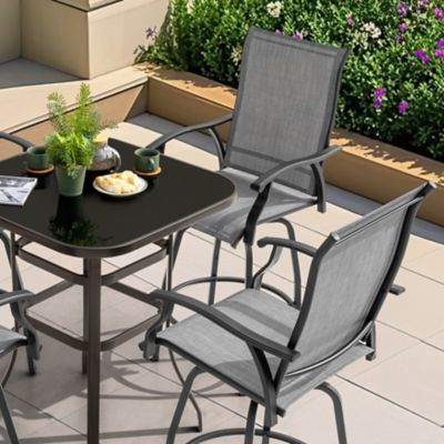 Image showing  Patio 5 pc. Textilene Bar Set With Swivel Design