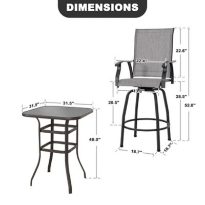 Image showing 5 th Nuu Garden Patio 5 pc. Textilene Bar Set With Swivel Design