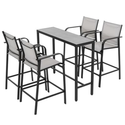 Image showing  Outdoor Textilene Bar Set With Powder-Coated Iron Frame