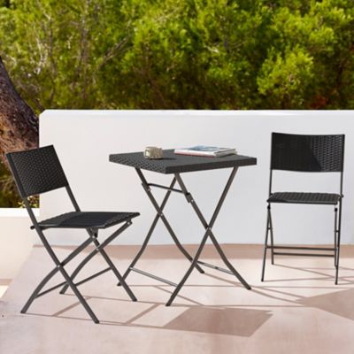 Image showing  Outdoor 3 pc. Folding Bistro Set, Waterproof PP Rattan Table And Chairs