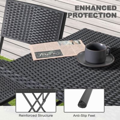 Image showing 6 th Nuu Garden Outdoor 3 pc. Folding Bistro Set, Waterproof PP Rattan Table And Chairs