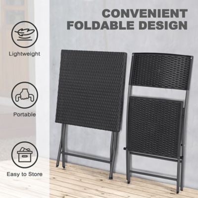 Image showing 7 th Nuu Garden Outdoor 3 pc. Folding Bistro Set, Waterproof PP Rattan Table And Chairs