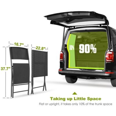 Image showing 8 th Nuu Garden Outdoor 3 pc. Folding Bistro Set, Waterproof PP Rattan Table And Chairs