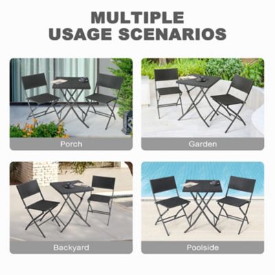 Image showing 9 th Nuu Garden Outdoor 3 pc. Folding Bistro Set, Waterproof PP Rattan Table And Chairs