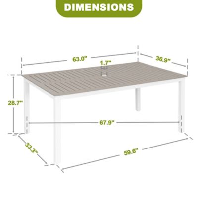 Image showing 5 th Nuu Garden Outdoor Rectangle Dining Table For 6, Umbrella Hole