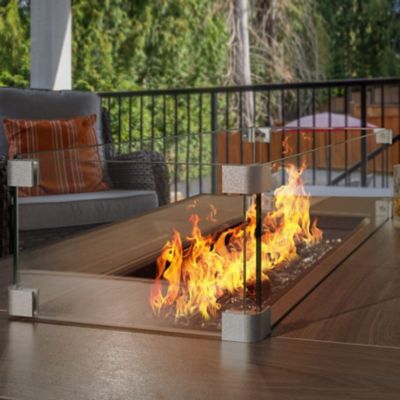 Image showing  Glass Wind Guard For Fire Pit Table, Tempered Glass Heat Resistance