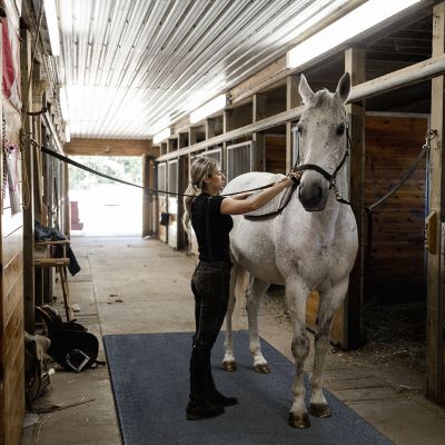 Image showing 5 th Ackland 42 x 72in. Heavy-Duty Black Rubber Utility Mat, 0.75 in. Thick, Slip-Resistant for Stalls, Trailers, Gyms and More