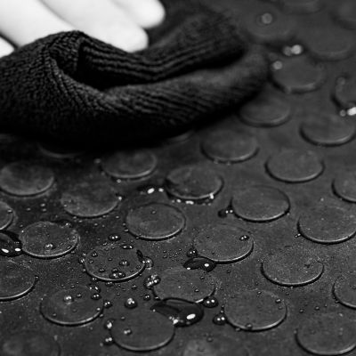 Image showing 9 th Ackland 39 in. x 33 ft. Coin-Pattern Rubber Mat Roll - 4mm Thick, Slip-Resistant Flooring for Garages, Gyms, Trailers & More