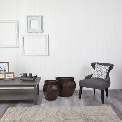 Image showing  Wood and Weave Panel Decorative Planters (Set of 2)