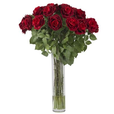 Nearly Natural 35 in. Artificial Large Rose Silk Flower Arrangement