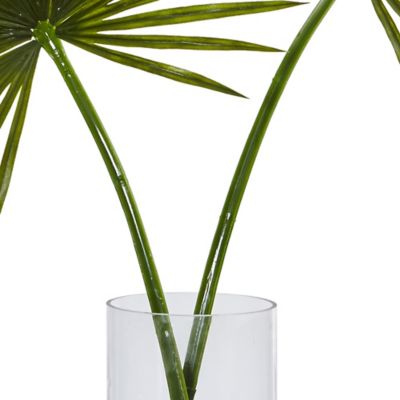 Image showing  49 in. Artificial Fan Palm Arrangement in Glass Vase