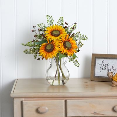 Image showing  Artificial 16 in. Sunflower Arrangement in Vase